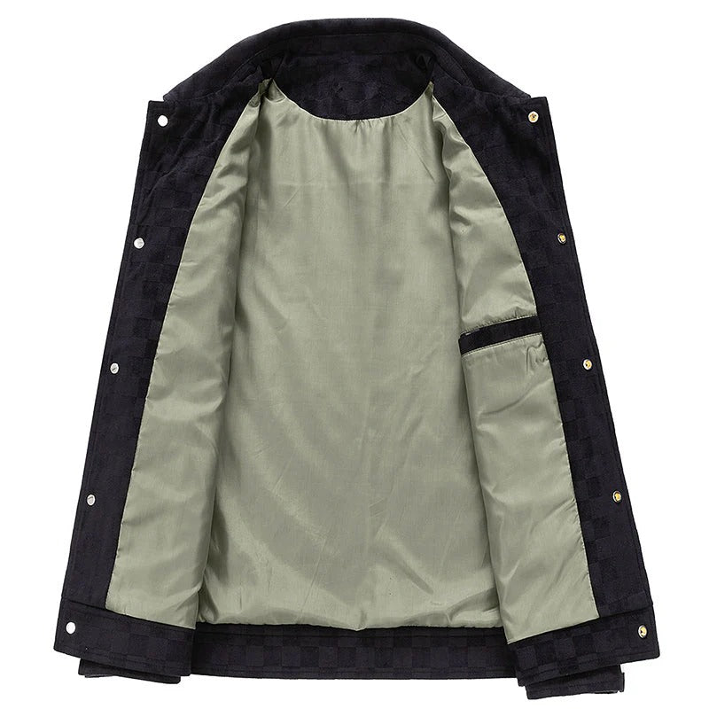 Veste en velours côtelé à carreaux ton sur ton – Élégance décontractée et confort premium