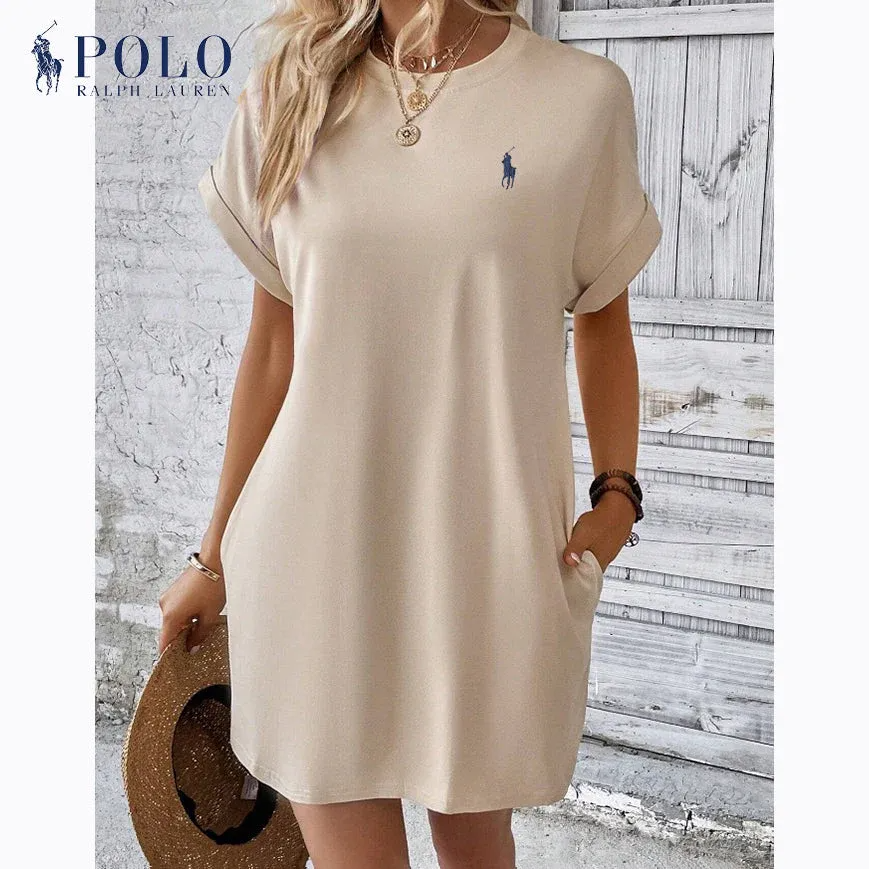 Robe décontractée unie à manches courtes RL®