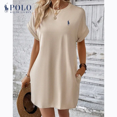 Robe décontractée unie à manches courtes RL®