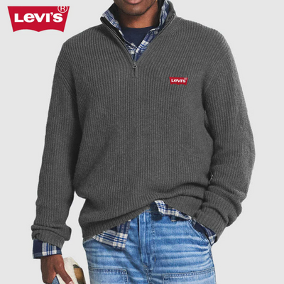 Pull à col zippé en maille côtelée pour homme