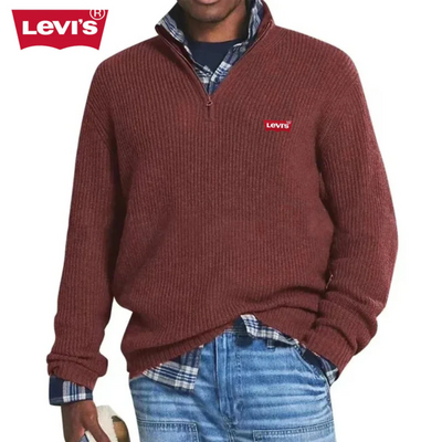 Pull à col zippé en maille côtelée pour homme