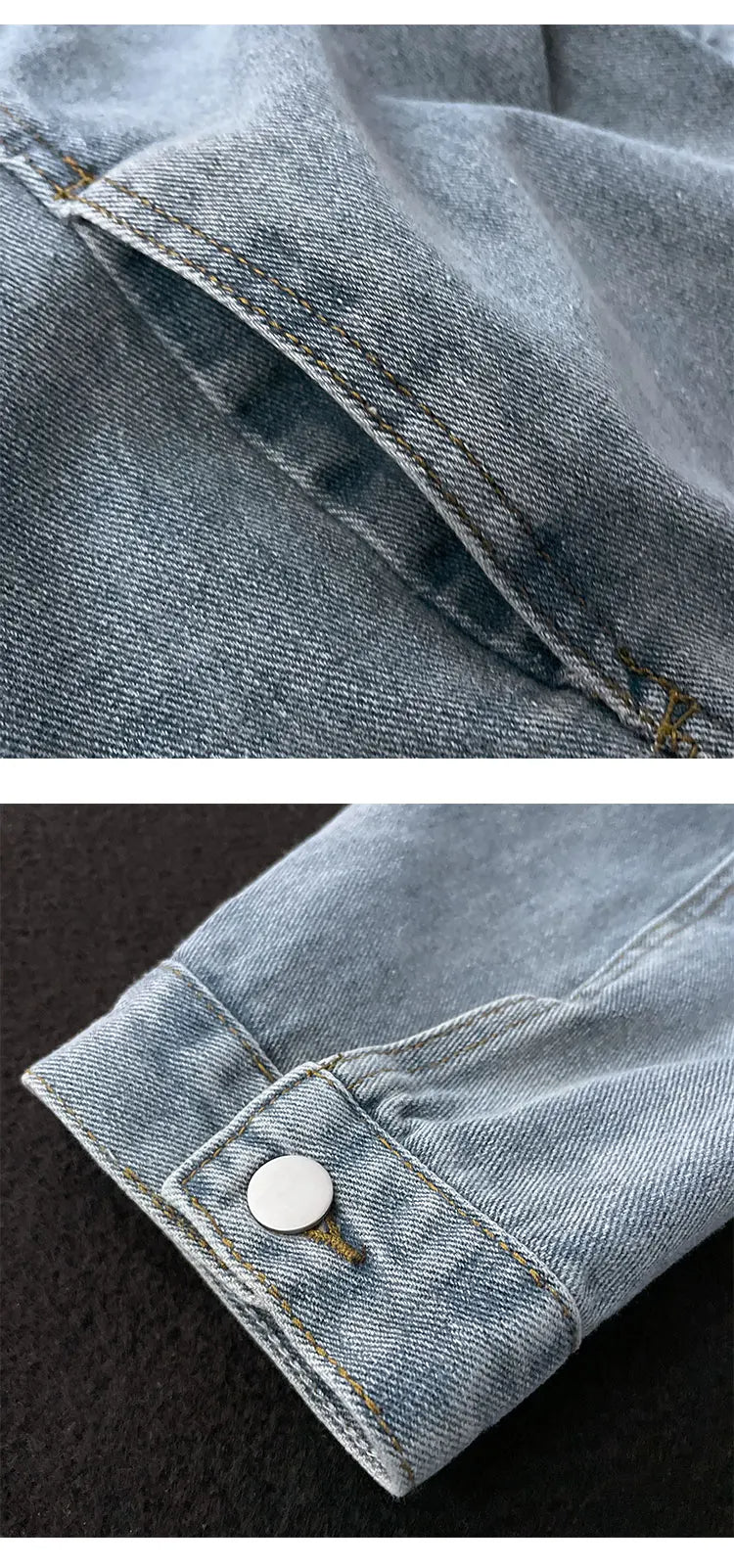 Veste en Jean Classique Rétro – Couleurs Noir & Bleu