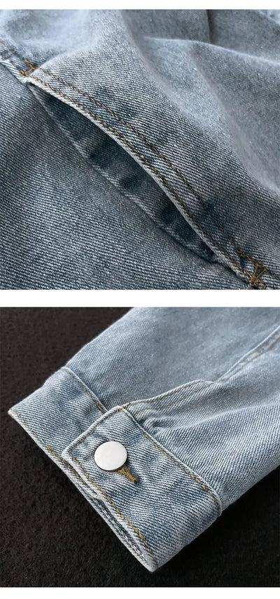 Veste en Jean Classique Rétro – Couleurs Noir & Bleu