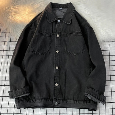 Veste en Jean Classique Rétro – Couleurs Noir & Bleu