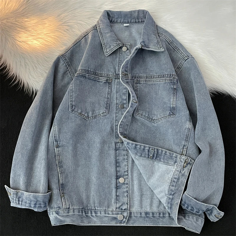 Veste en Jean Classique Rétro – Couleurs Noir & Bleu