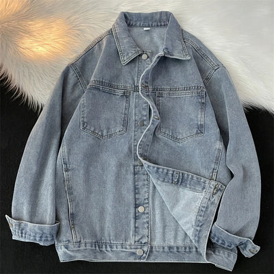 Veste en Jean Classique Rétro – Couleurs Noir & Bleu